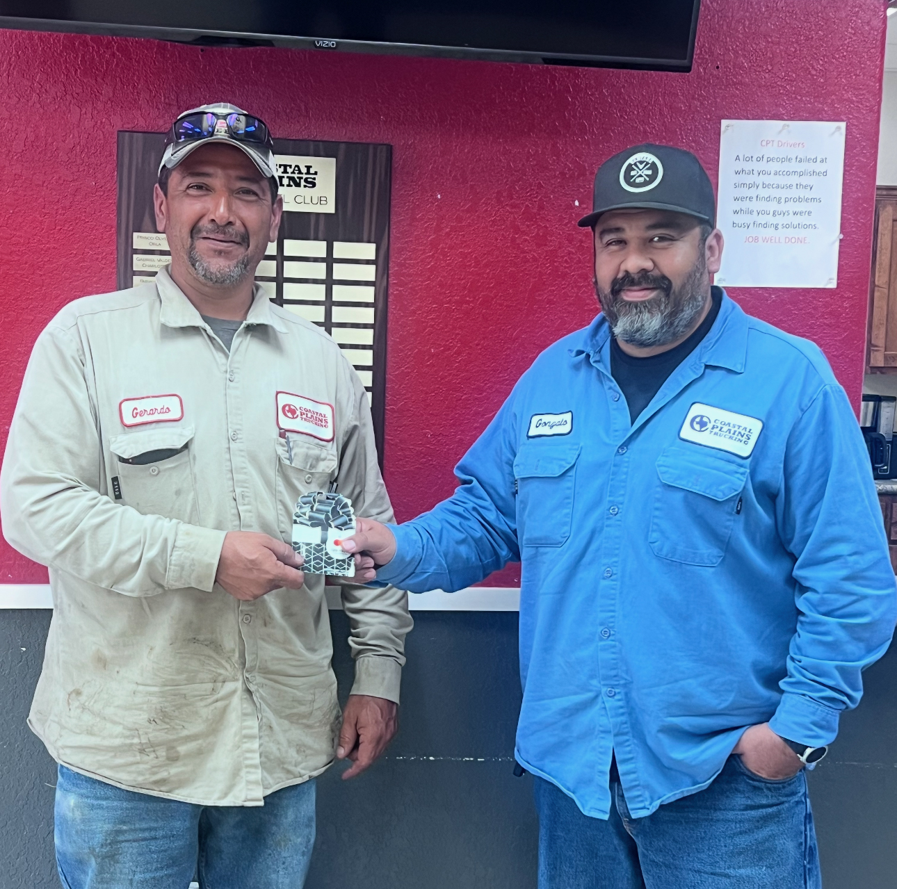 Coastal Plains Trucking employee Gerardo is featured as a winner of the Good Catch award.