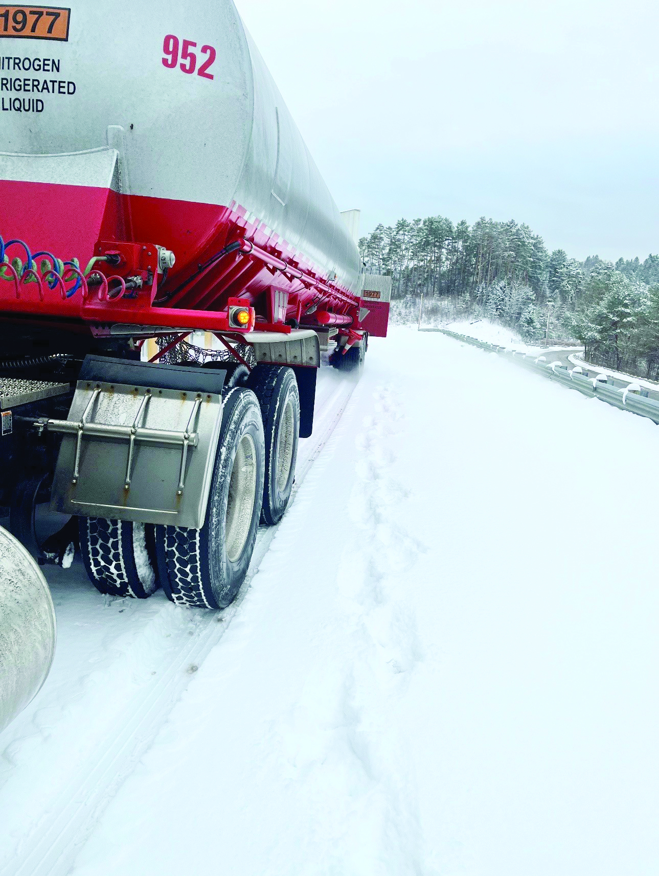 A snowy scene from Carts, Vermont taken by Coastal Plains professional driver Juan Delgado.
